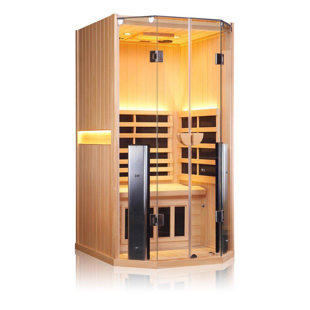 Clearlight Sanctuary full-spectrum infrared sauna cabin in basswood